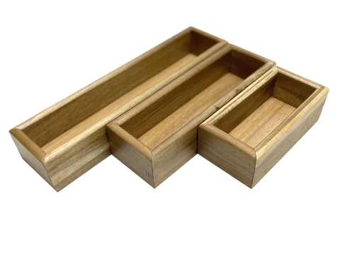 3pc acacia drawer organizer